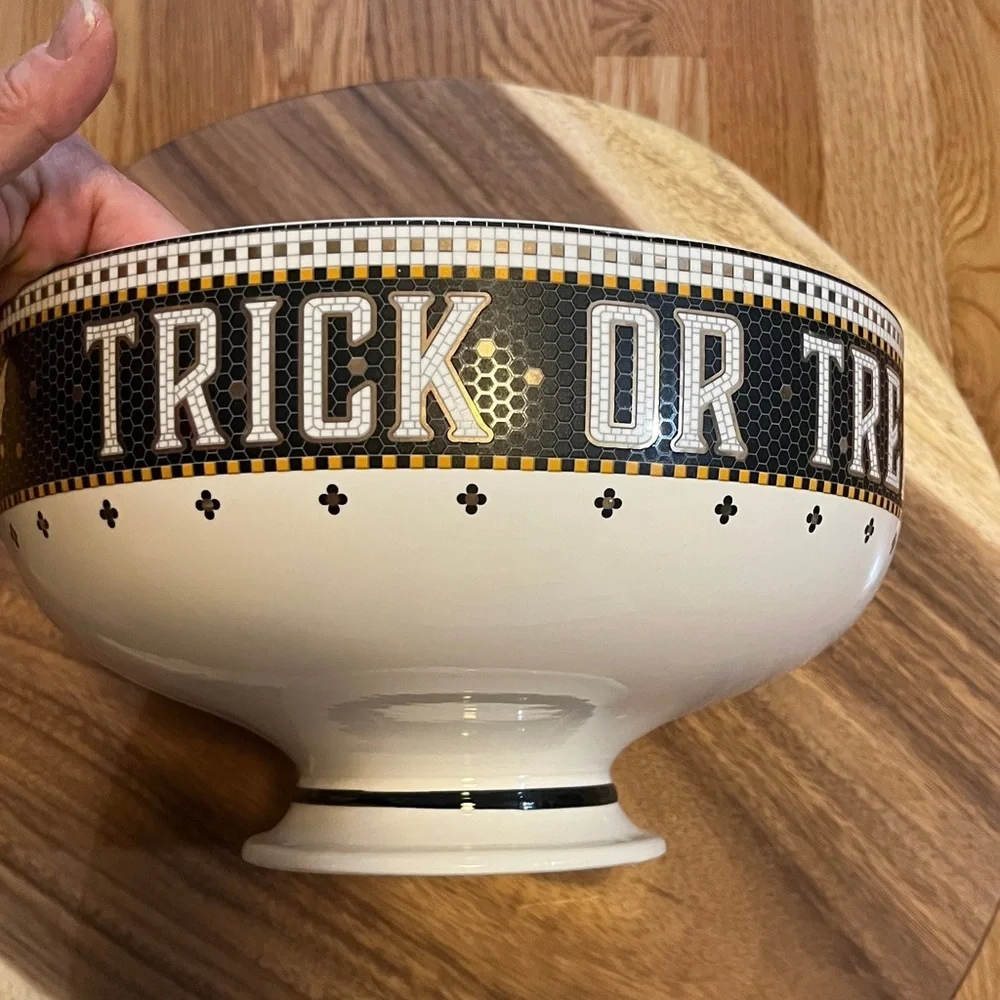 Anthropologie The Bistro Tile Stoneware Candy Bowl: Halloween Edition